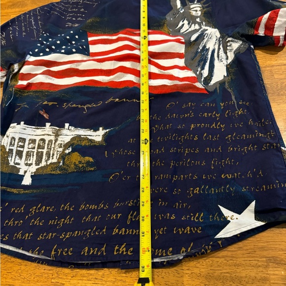 USA Flag Let Freedom Ring Iwo Jima DOI 1776 Button Front Shirt Large NEW WO Tags - Picture 7 of 7